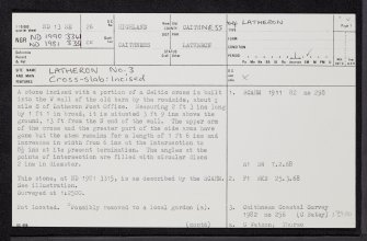 Latheron, West Byres, Barn And Cross Slab, ND13SE 26, Ordnance Survey index card, page number 1, Recto