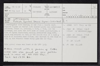 Latheron, ND13SE 27, Ordnance Survey index card, page number 1, Recto