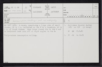 Janetstown, ND13SE 33, Ordnance Survey index card, page number 1, Recto