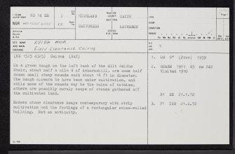 Reidh Mor, ND14SE 3, Ordnance Survey index card, page number 1, Recto