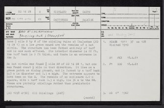 Bad A' Chlamhain, ND14SW 4, Ordnance Survey index card, page number 1, Recto