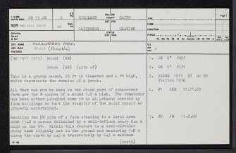 Achanarras Farm, ND15NE 2, Ordnance Survey index card, page number 1, Recto