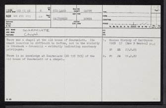 Scarmclate, ND15NE 6, Ordnance Survey index card, page number 1, Recto