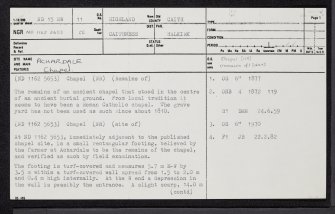 Achardale, ND15NW 11, Ordnance Survey index card, page number 1, Recto