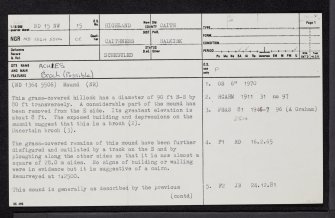 Achies, ND15NW 15, Ordnance Survey index card, page number 1, Recto