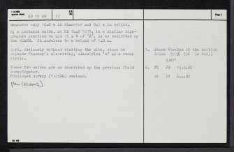 Benachie, ND15NW 17, Ordnance Survey index card, page number 2, Verso