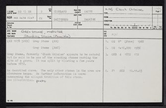 Grey Stone, Mybster, ND15SE 9, Ordnance Survey index card, page number 1, Recto