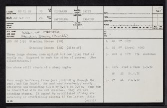 Well Of Mybster, ND15SE 10, Ordnance Survey index card, page number 1, Recto