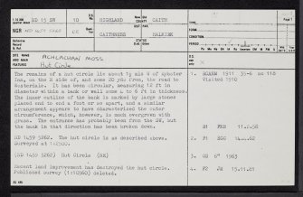 Achlachan Moss, ND15SW 10, Ordnance Survey index card, page number 1, Recto