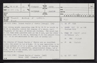 Tulach Buaile A' Chroic, ND15SW 20, Ordnance Survey index card, page number 1, Recto