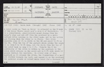 Cairn Merk, ND15SW 22, Ordnance Survey index card, page number 1, Recto