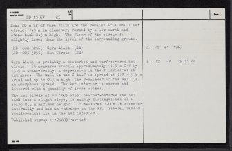 Carn Liath, ND15SW 25, Ordnance Survey index card, page number 2, Verso