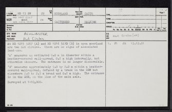 Achlibster, ND15SW 29, Ordnance Survey index card, page number 1, Recto