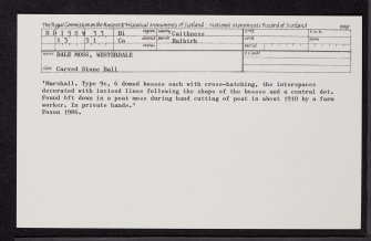 Dale Moss, Westerdale, ND15SW 33, Ordnance Survey index card, Recto