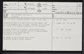 Clindrag Tulloch, ND16NE 1, Ordnance Survey index card, page number 1, Recto