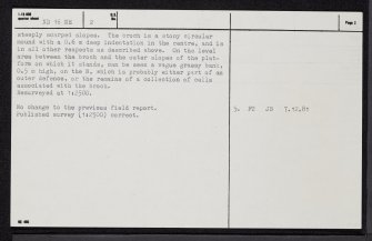 Burnside, Murkle, ND16NE 2, Ordnance Survey index card, page number 2, Verso