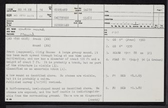 Olrig House, ND16NE 14, Ordnance Survey index card, page number 1, Recto