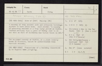 Mains Of Murkle, ND16NE 27, Ordnance Survey index card, page number 1, Recto