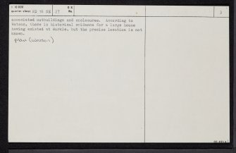 Mains Of Murkle, ND16NE 27, Ordnance Survey index card, page number 3, Recto