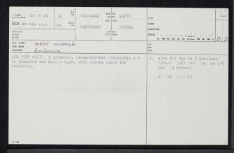 West Murkle, ND16NE 34, Ordnance Survey index card, page number 1, Recto