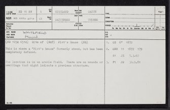 Whitefield, ND16NW 6, Ordnance Survey index card, page number 1, Recto