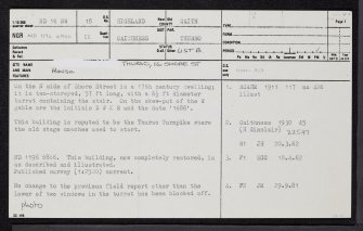 Thurso, 16 Shore Street, ND16NW 18, Ordnance Survey index card, page number 1, Recto