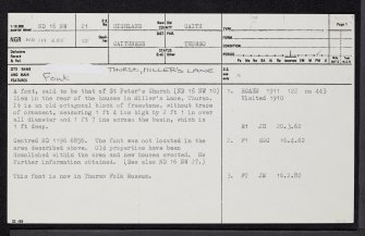 Thurso, Miller's Lane, ND16NW 21, Ordnance Survey index card, page number 1, Recto