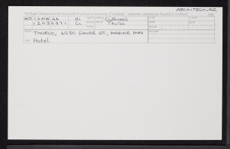 Thurso, 40-50 Shore Street, Marine Inn, ND16NW 46, Ordnance Survey index card, Recto