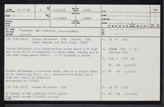 Knockoee, Torran Reitheach, ND16SE 6, Ordnance Survey index card, page number 1, Recto