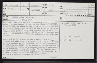 Stemster, Memorial, ND16SE 8, Ordnance Survey index card, page number 1, Recto