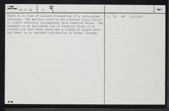 Stemster, Memorial, ND16SE 8, Ordnance Survey index card, page number 2, Verso