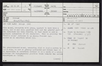 Geise, ND16SW 9, Ordnance Survey index card, page number 1, Recto