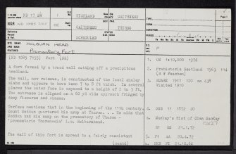 Holburn Head, ND17SW 1, Ordnance Survey index card, page number 1, Recto