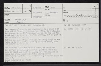 Achavar, ND23NE 3, Ordnance Survey index card, page number 1, Recto
