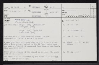 Mid Clyth Graveyard, ND23NE 4, Ordnance Survey index card, page number 1, Recto