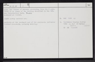 Swiney Castle, ND23SW 2, Ordnance Survey index card, page number 2, Verso