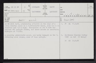 Tor Cruinn, ND23SW 8, Ordnance Survey index card, page number 1, Recto