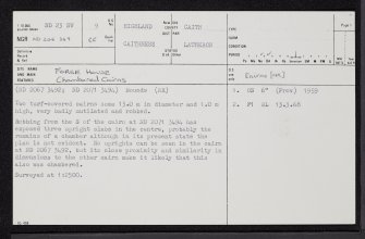 Forse House, ND23SW 9, Ordnance Survey index card, page number 1, Recto