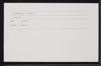 Latheron, Limekiln, ND23SW 20, Ordnance Survey index card, Recto