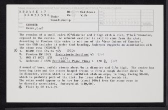 Camster, ND24SE 17, Ordnance Survey index card, Recto