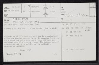 Airigh Bheag, ND24SW 2, Ordnance Survey index card, page number 1, Recto