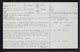 West Gersa, Gearsay Cairn, ND25NE 2, Ordnance Survey index card, page number 1, Recto