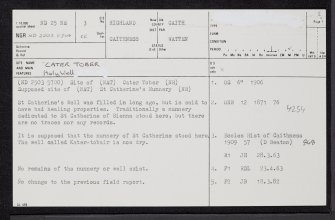 Scottag, Cater Tober, ND25NE 3, Ordnance Survey index card, page number 1, Recto
