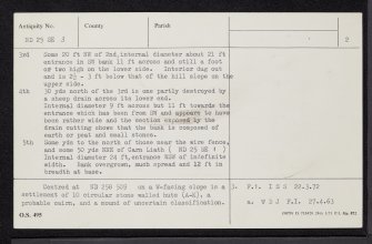 Flex Hill, ND25SE 3, Ordnance Survey index card, page number 2, Verso