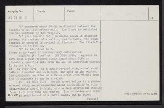 Flex Hill, ND25SE 3, Ordnance Survey index card, page number 4, Verso