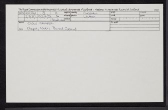 Clow Chapel, ND25SW 3, Ordnance Survey index card, Recto