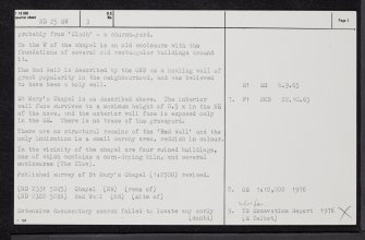 Clow Chapel, ND25SW 3, Ordnance Survey index card, page number 2, Verso