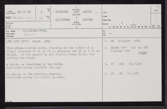 Cuckoo Hill, ND25SW 5, Ordnance Survey index card, page number 1, Recto