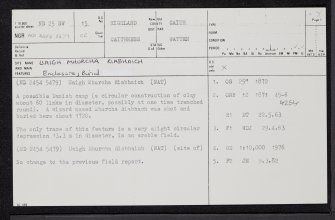 Uaigh Mhurcha Riabhaich, ND25SW 15, Ordnance Survey index card, page number 1, Recto