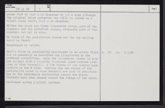 Inksrack, Earl's Cairn, ND26NE 2, Ordnance Survey index card, page number 2, Verso